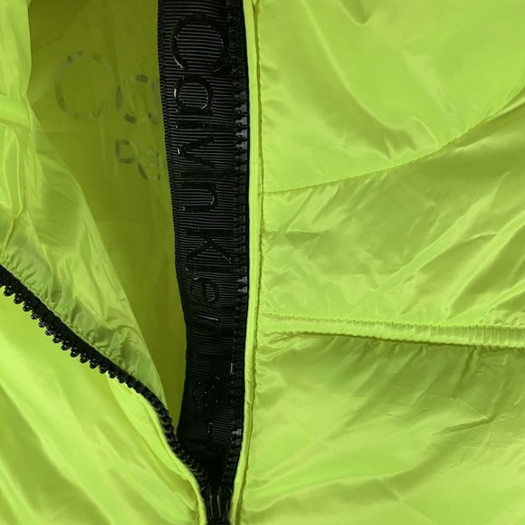Calvin Klein Puffer Vest Women's Large Highlighter Yellow Crop Performance 7579 - Picture 8 of 10
